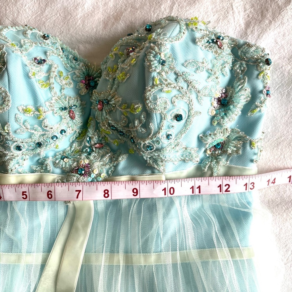 Alyce Paris Light Blue Tiered Tulle Ruffle Prom Dress Sz 2 Regencycore Fairycore - Picture 8 of 16